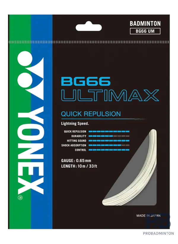 Yonex BG66 Ultimax – Ultra-Thin High-Performance Badminton String.