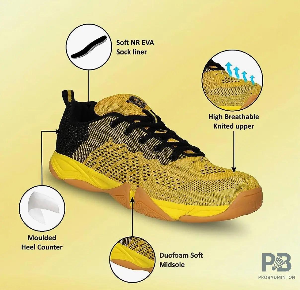 NIVIA BADMINOTN SHOE GLISTER 2.0 YELLOW.