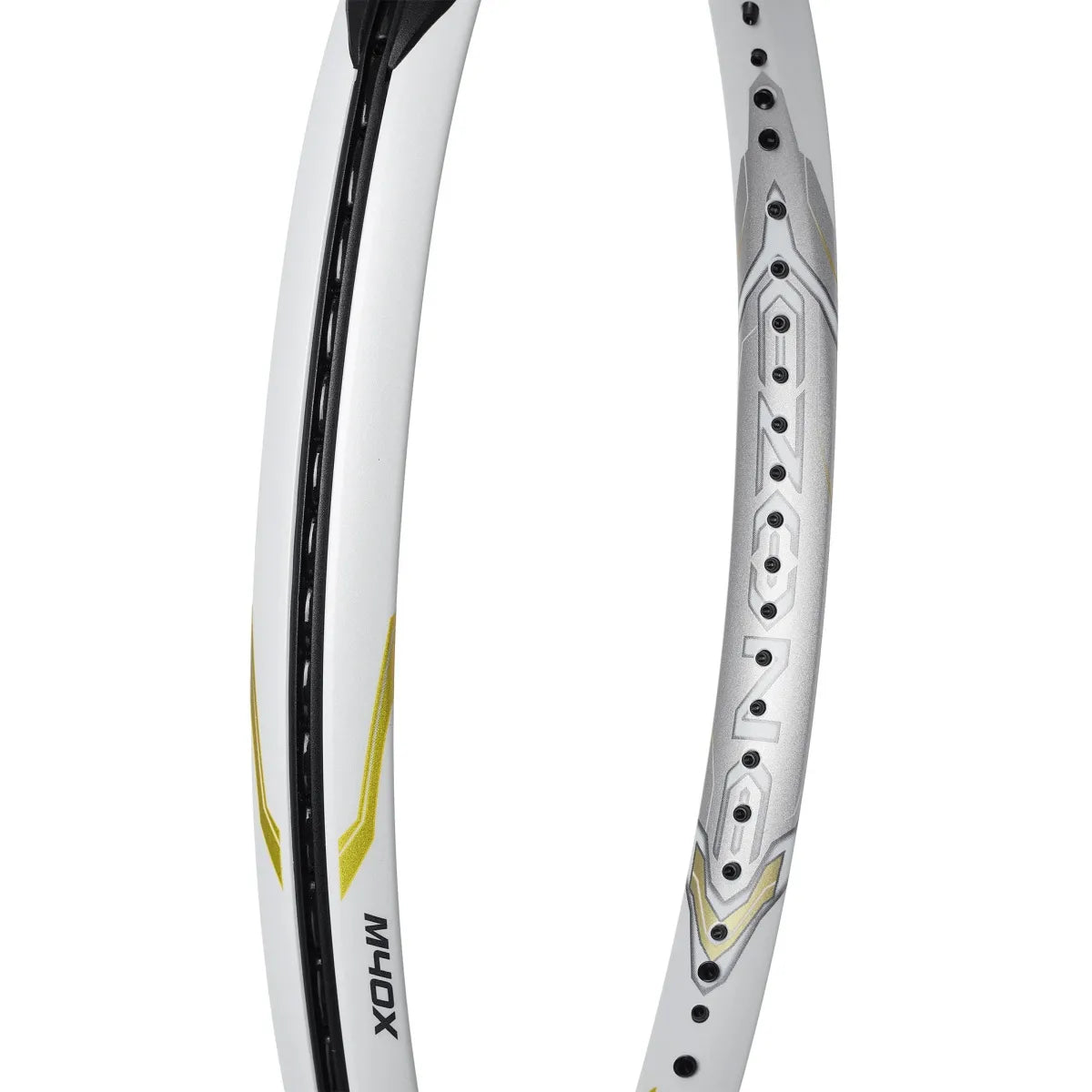 Yonex Osaka EZONE 100 gold and purple tennis racket featuring isometric head and Naomi Osaka design.