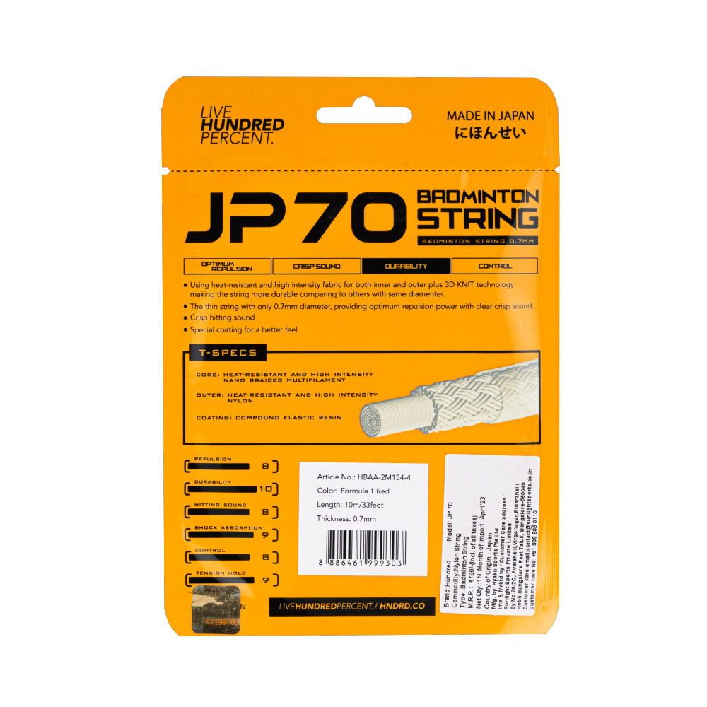 hundred badminton string jp70 raket string formula i red


