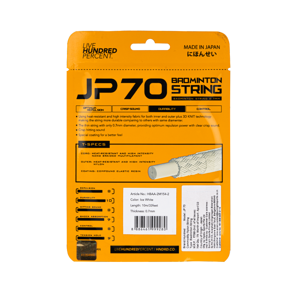 hundred badminton string jp70 raket string ice white

