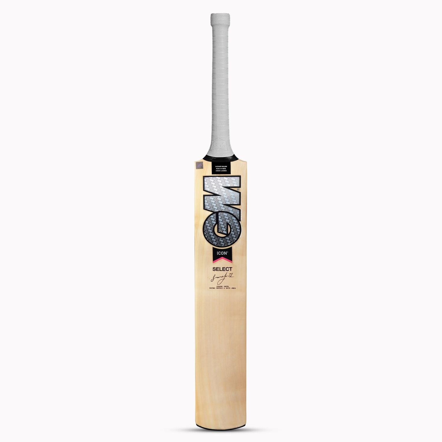 GM Icon Select Kashmir Willow Cricket Bat – Lightweight, Short Handle, Treble Spring Cane, Mid-Low Sweet Spot | Men’s Leather Ball Bat.