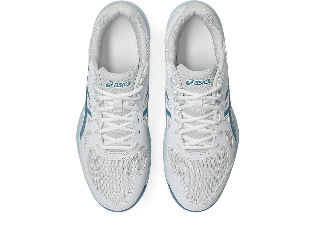 asics white saba blue court shuz for badmnton

