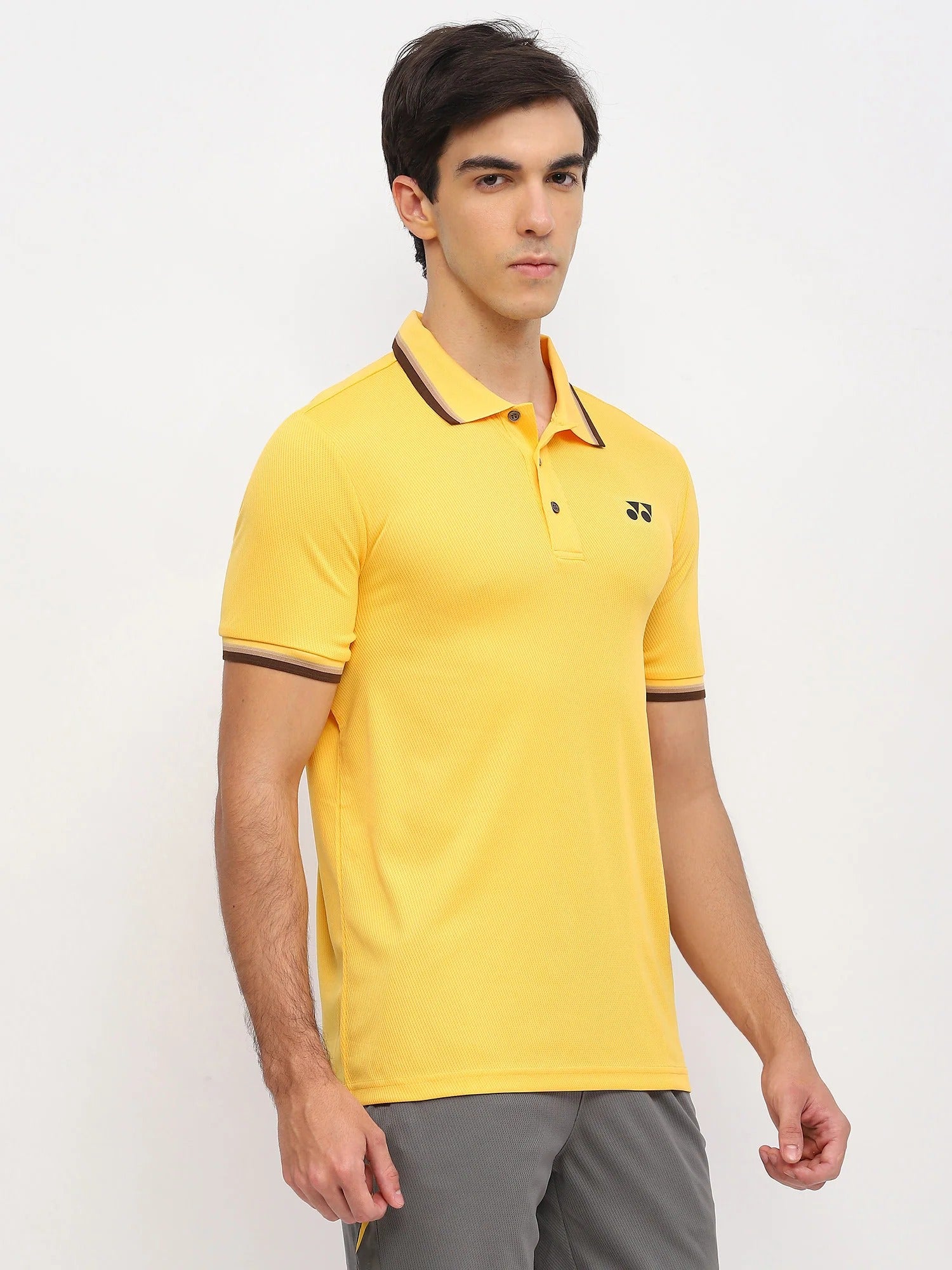 yonex polo amber yelow klasik kolar buton plaket

