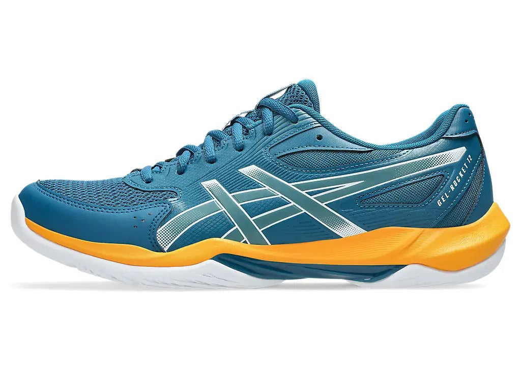 Asics Gel Rocket 12 Badminton Shoe | Dark Teal/Yamabuki – Lightweight Court Shoes with GEL Cushioning | Probadminton