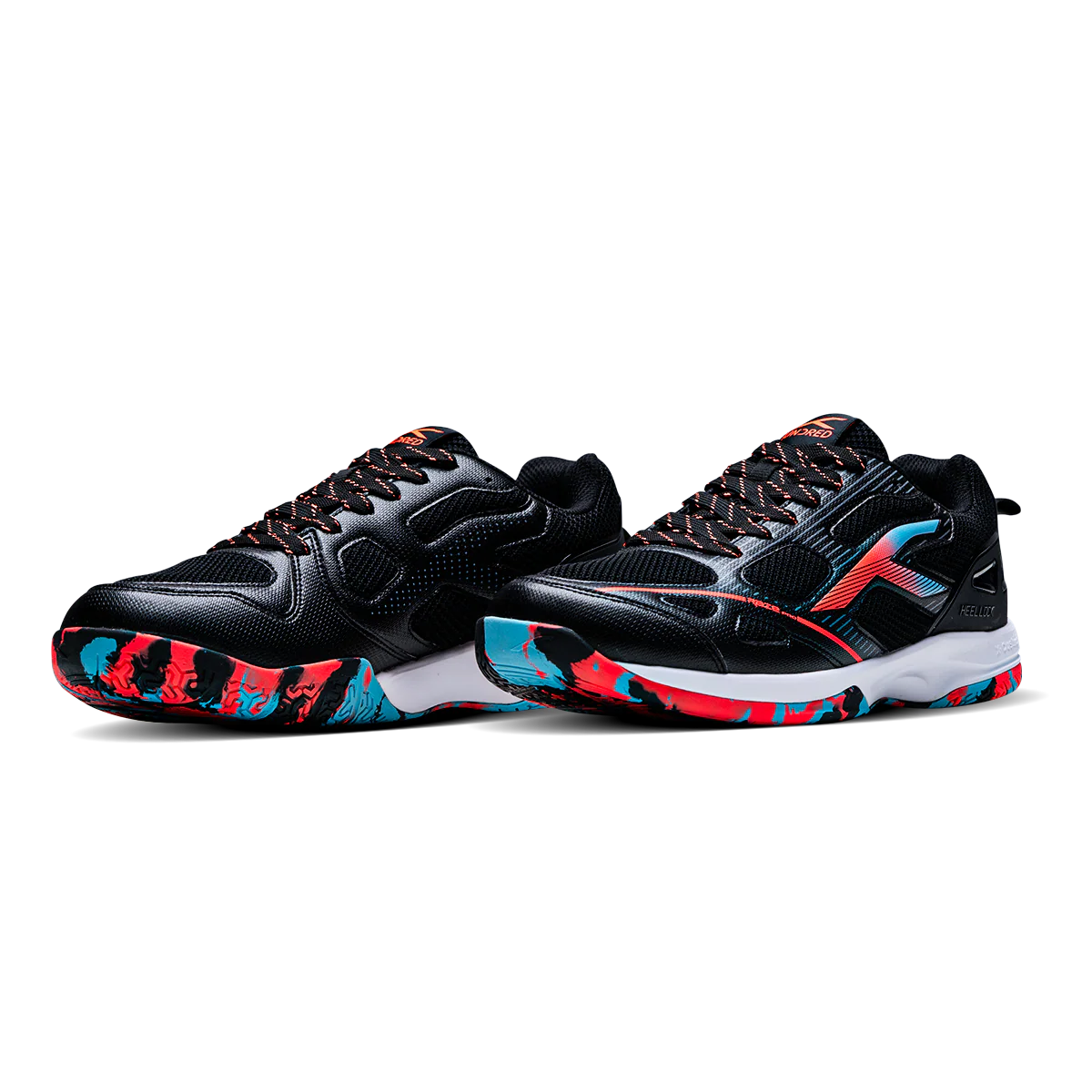 Hundred Raze Pro Badminton Shoe | Black/Orange/Blue  – Pro-Level Court Shoes for Aggressive Players | Probadminton