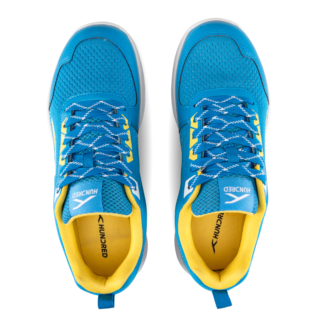 Hundred Court Flyer Badminton Shoe | Blue/Yellow/White