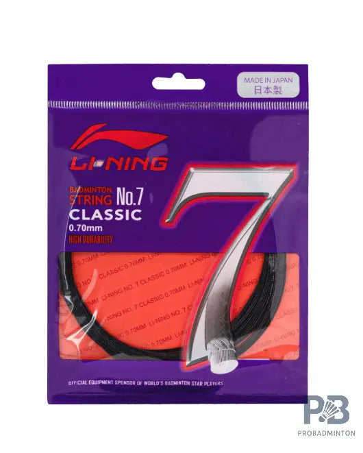 Li-Ning No. 7 Classic Badminton String – High Durability, Soft Feel & Multi-Filament Control.