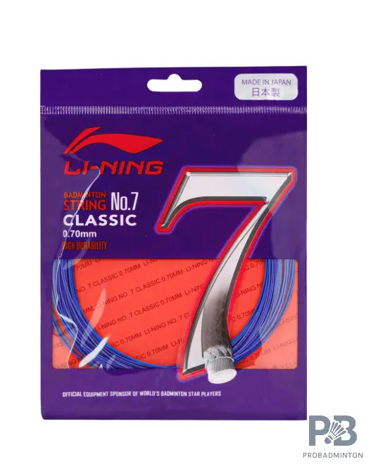 Li-Ning No. 7 Classic Badminton String – High Durability, Soft Feel & Multi-Filament Control.