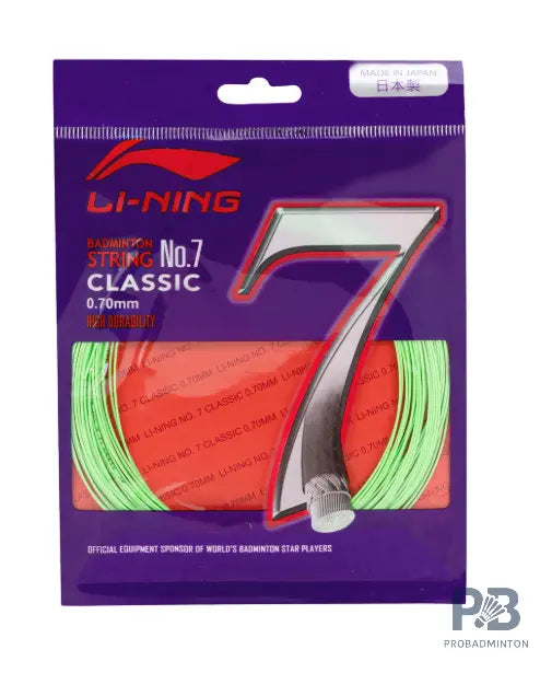 Li-Ning No. 7 Classic Badminton String – High Durability, Soft Feel & Multi-Filament Control.