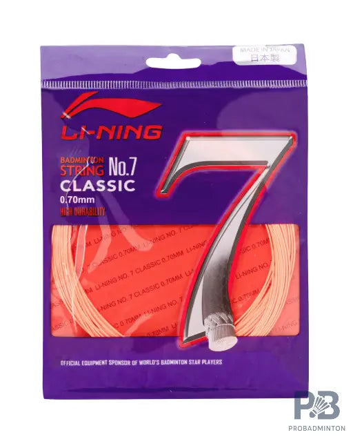 Li-Ning No. 7 Classic Badminton String – High Durability, Soft Feel & Multi-Filament Control.