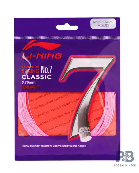 Li-Ning No. 7 Classic Badminton String – High Durability, Soft Feel & Multi-Filament Control.