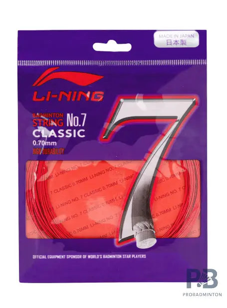 Li-Ning No. 7 Classic Badminton String – High Durability, Soft Feel & Multi-Filament Control.