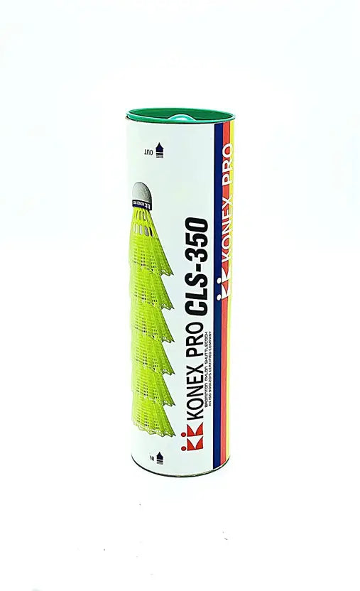 Konex CLS 350 Nylon Badminton Shuttlecock – Medium Speed 77 | Pack of 6 | Neon Yellow | ProBadminton.in.
