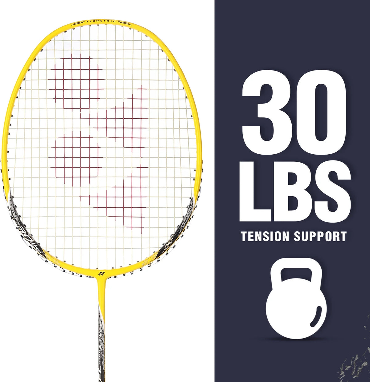 Yonex Yellow badminton racket shaft and grip