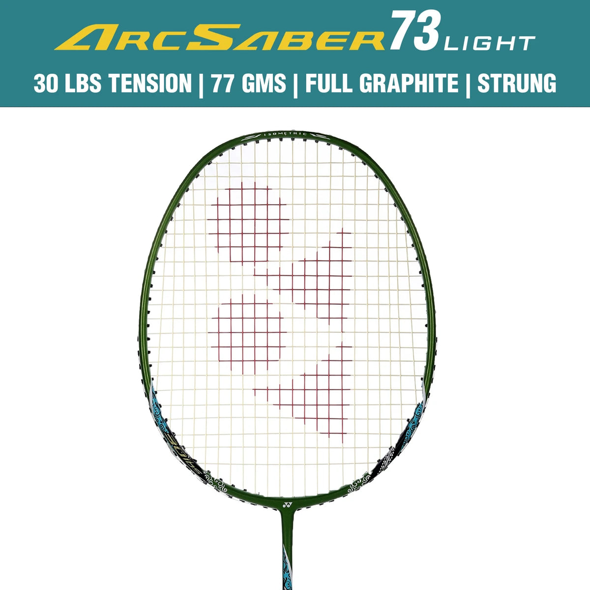 Yonex Arcsaber 73 Light Leaf Green racket frame close up