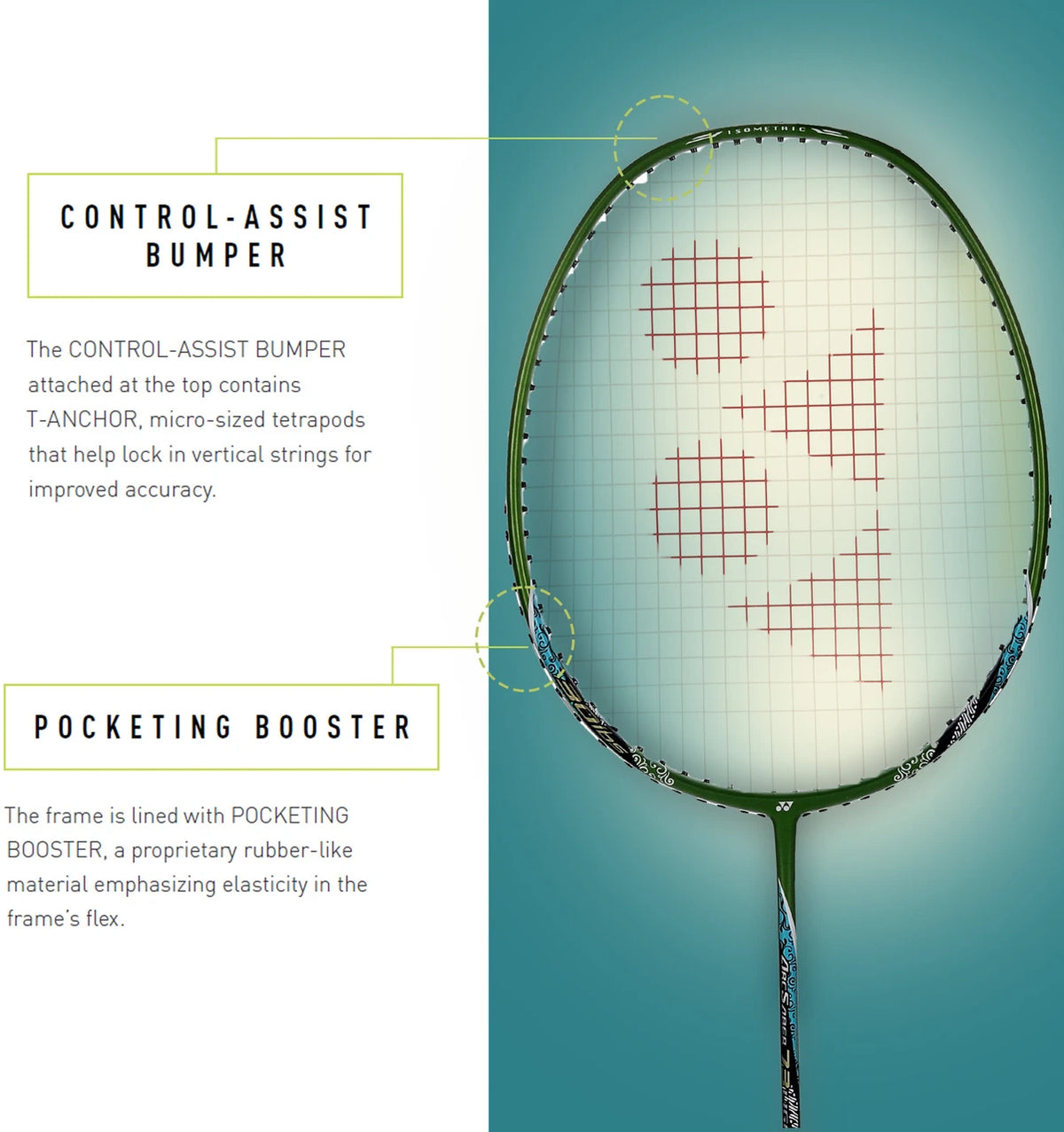 Yonex Leaf Green lightweight badminton racket full view