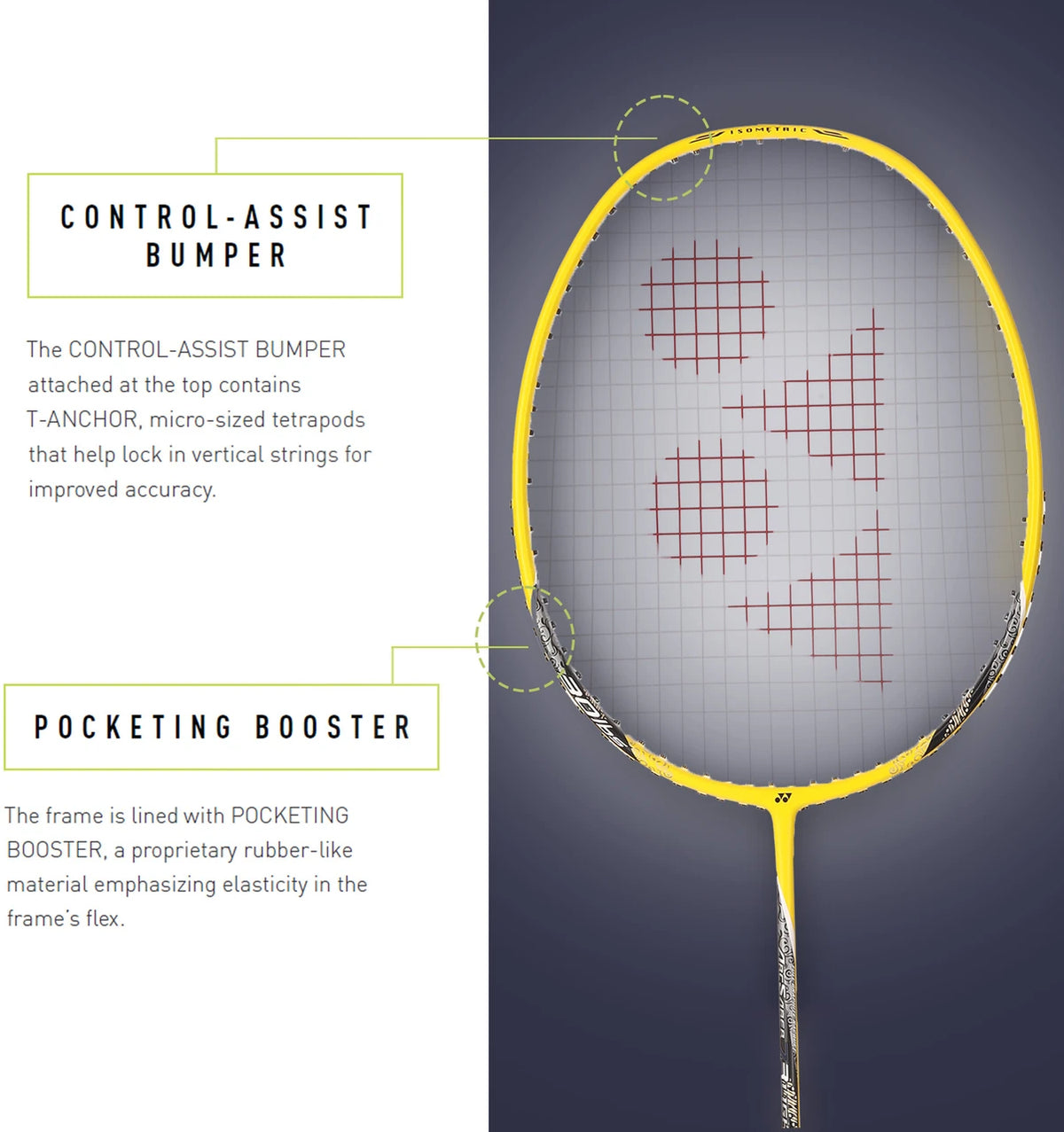 Yonex Yellow lightweight badminton racket full view