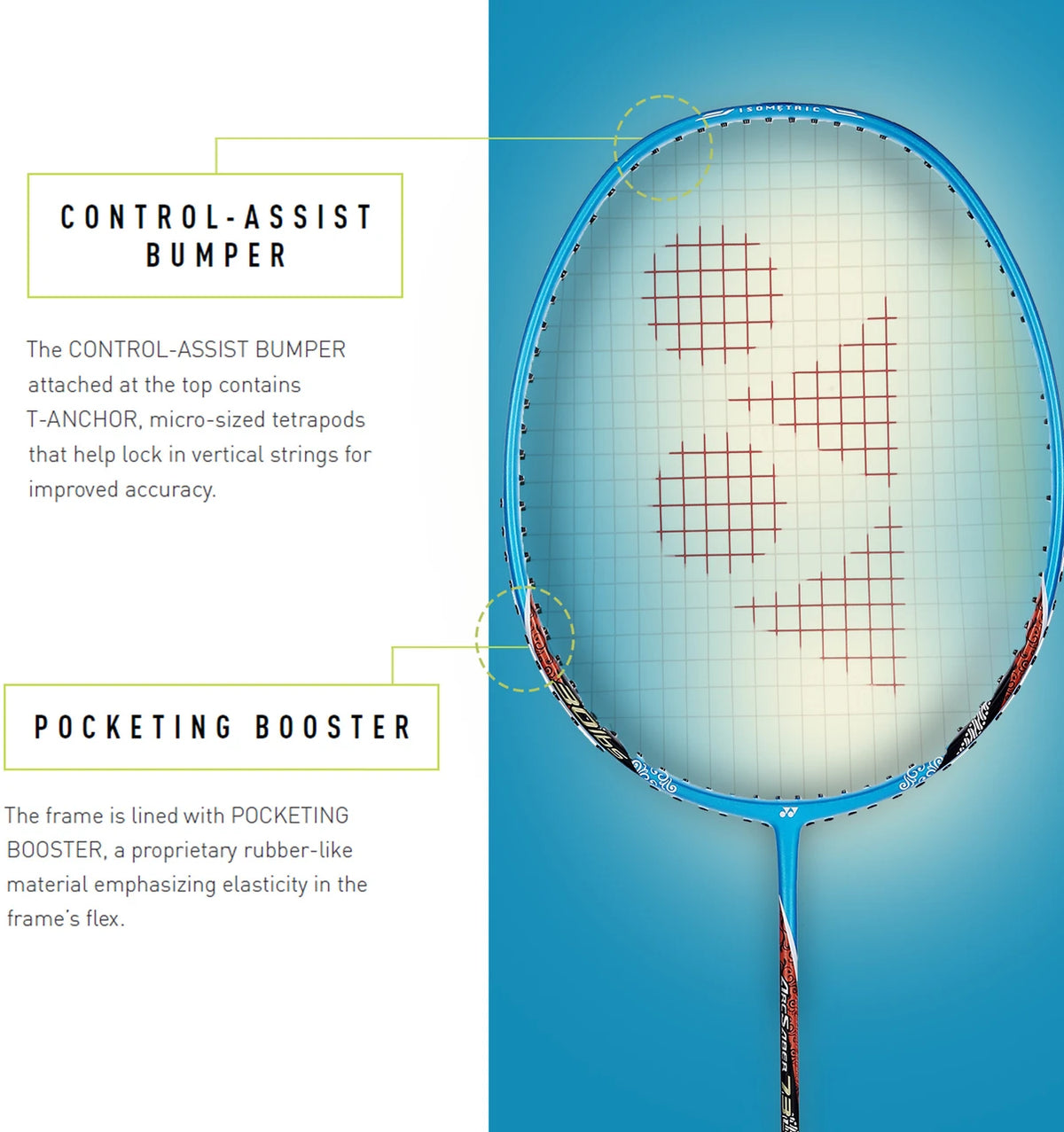 Yonex Aqua Blue lightweight badminton racket full view