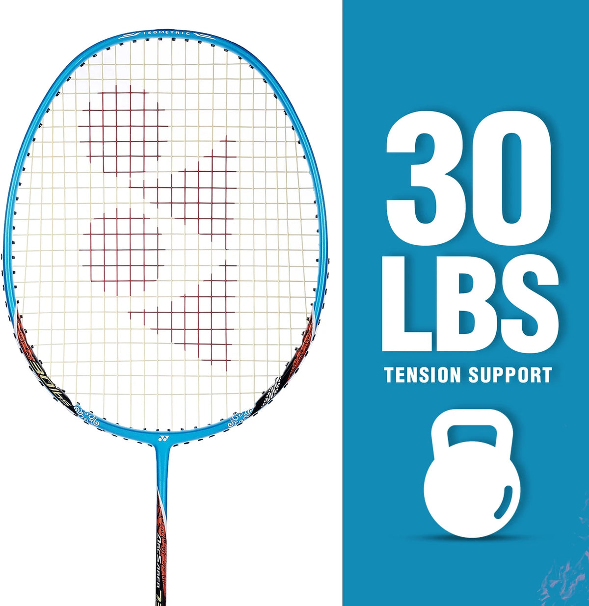 Yonex Aqua Blue badminton racket shaft and grip