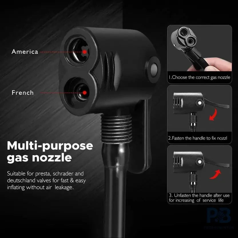 Vixen Football Pump Rapid Fire 10x6 – Double Cylinder High-Pressure Foot Pump (160 PSI)| Multipurpose Air Pump with Pressure Gauge.