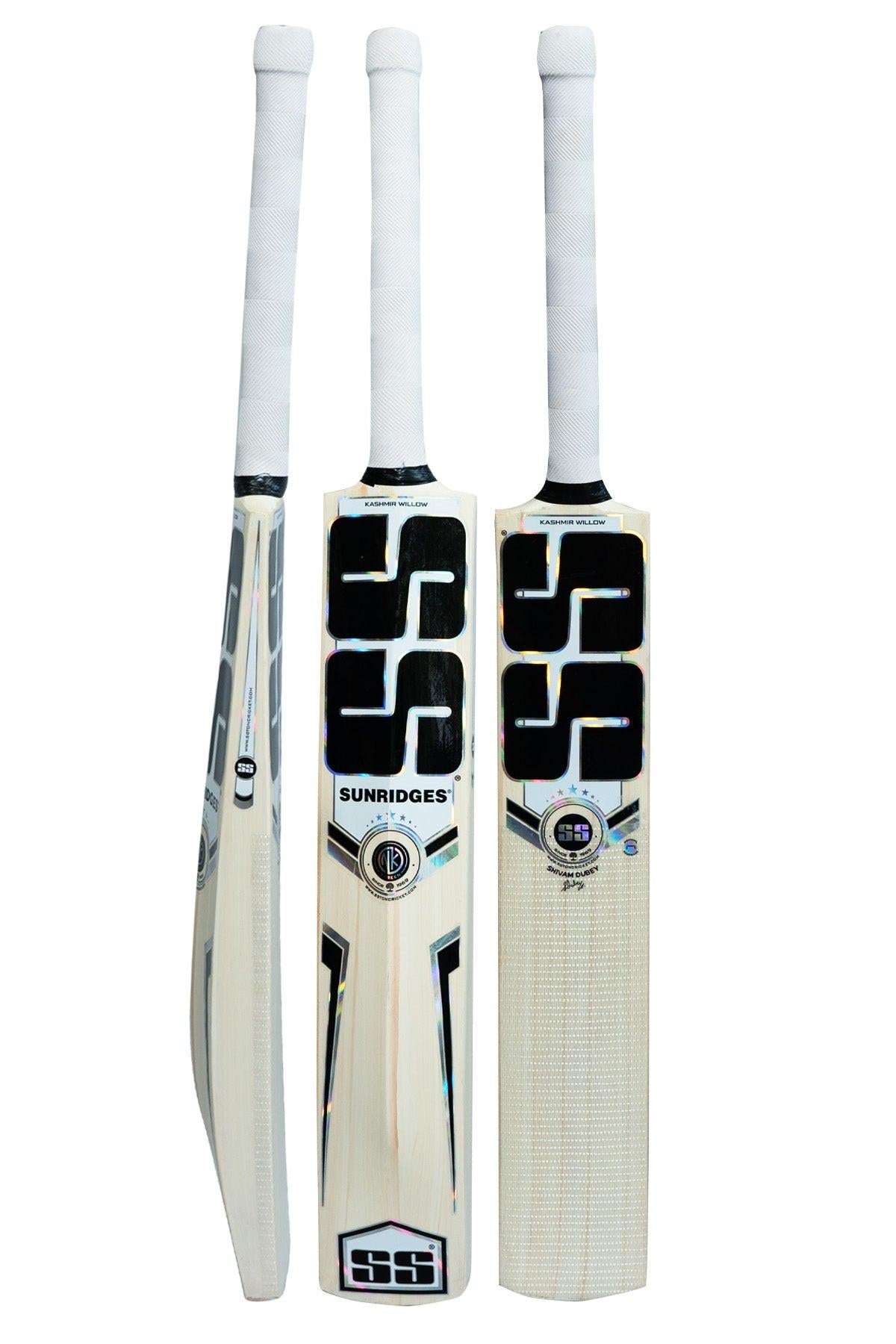 SS Shivam Dube Kashmir Willow Cricket Bat – Premium Grade, Full Painted, Sarawak Cane Handle, Lightweight 1140–1200g.
