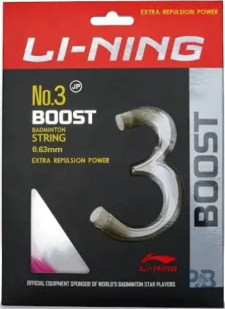 Li-Ning No. 3 Boost Nylon Badminton String with high Repulsion Power.