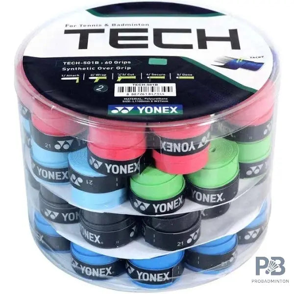 ETEC 501B Synthetic Badminton Overgrip (Assorted Colors) (Pack of 60).