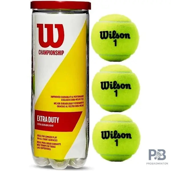 Wilson Championship Tennis Balls | 3-Ball Can, 12-Ball (4 Cans), 72-Ball Carton | All-Court Performance | ProBadminton.in.