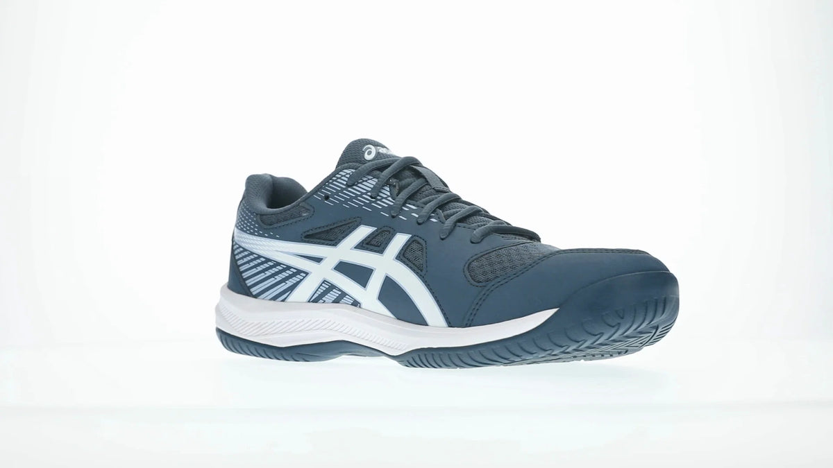 ASICS Upcourt 6 Raw Indigo White indoor court shoes side view
