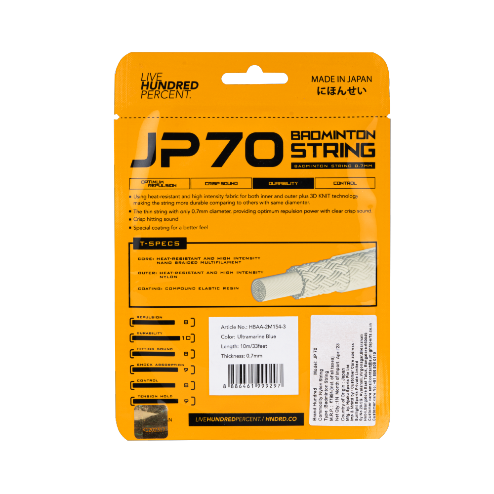 hundred jp 70 badmintn string ultramarin blu

