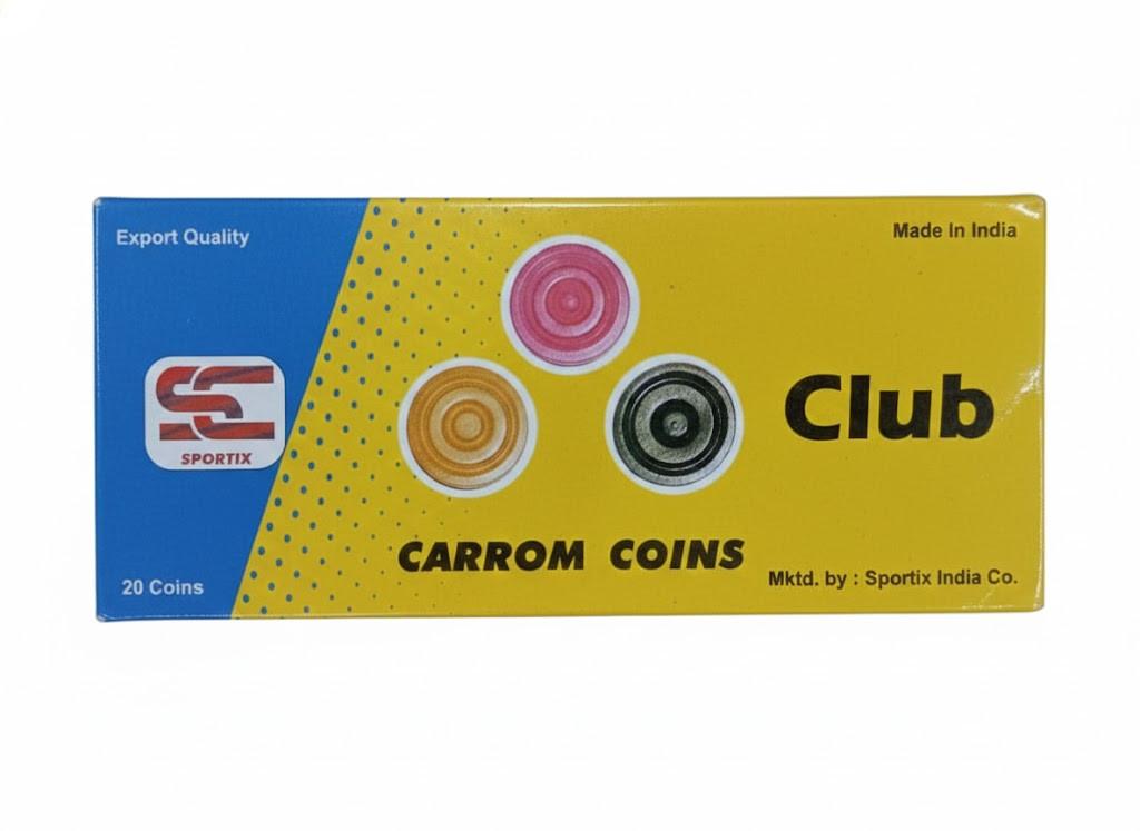 Sportix Club Carrom Coins – Durable Carrom Board Coins Set | Probadminton.in.