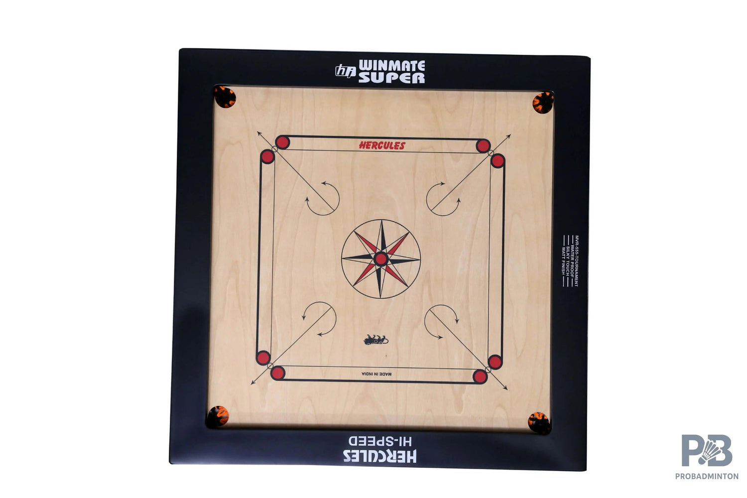 Hercules Winmate Super H.S Carrom Board – 3x1.5 Frame, 6mm Ply, Matt H.I Speed Finish for Professional Play.