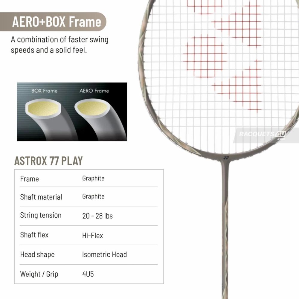 yonex astrox 77 play light beige badmintn racket

