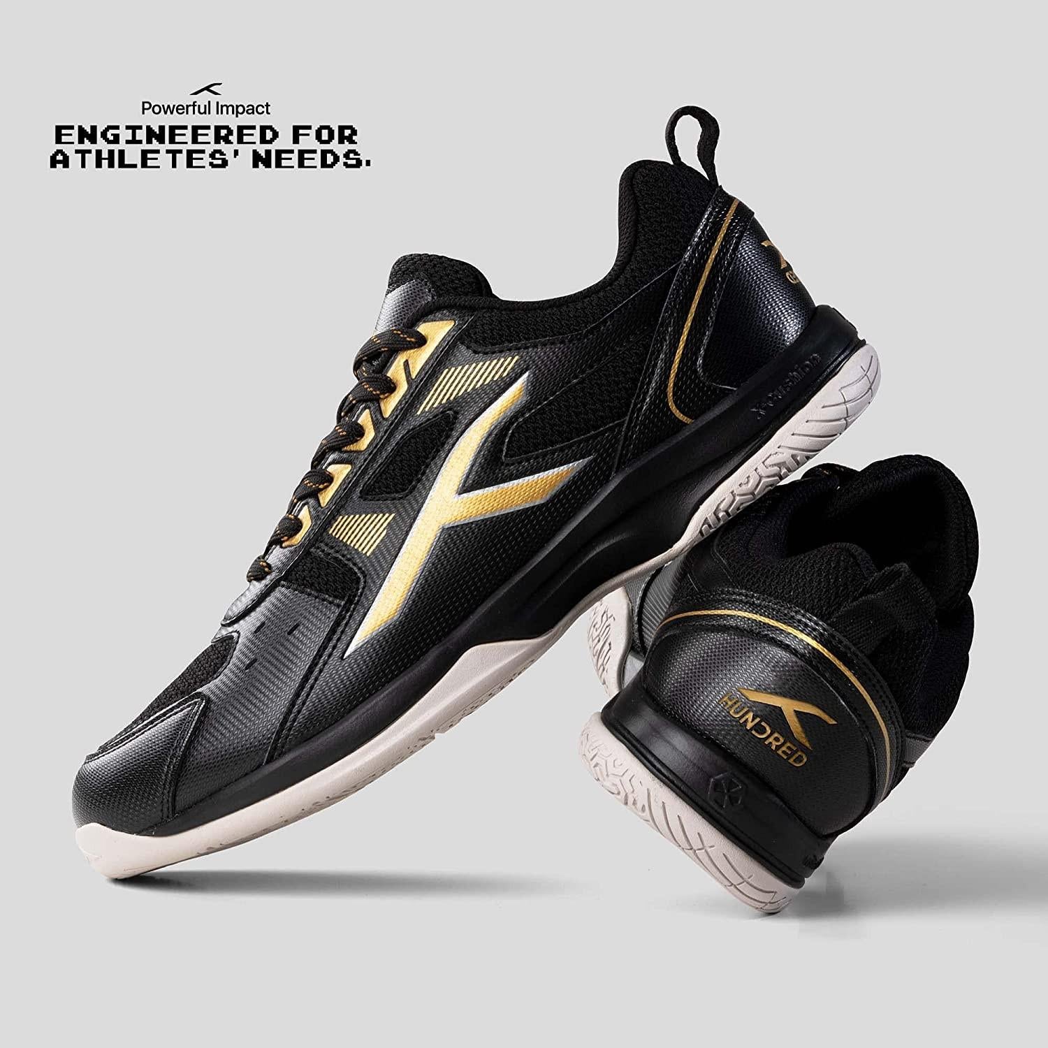 HUNDRED Raze Badminton Shoes (Black / Gold).