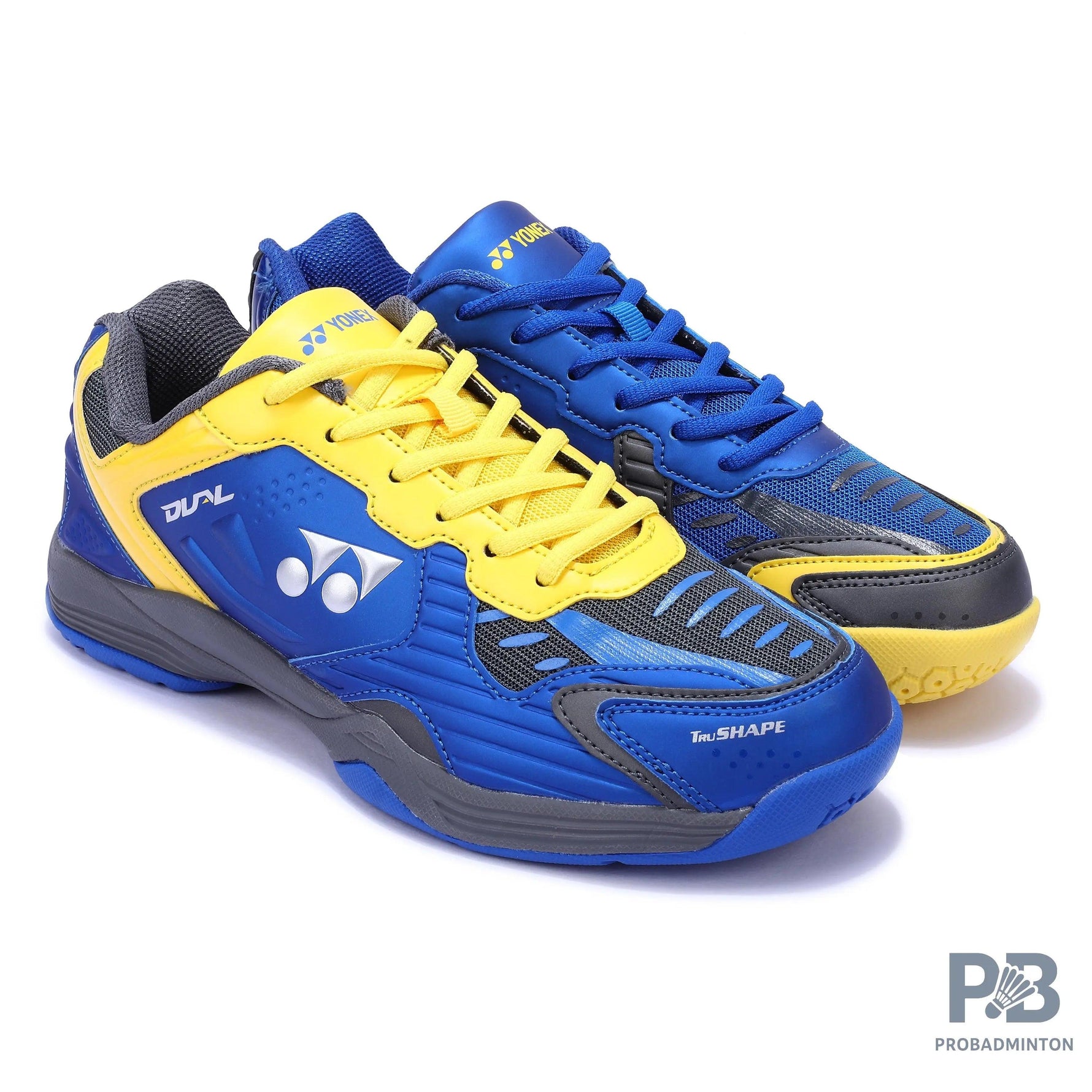 Yonex Dual Badminton Shoes (GUNMETAL-COBALT - HONEY GOLD).