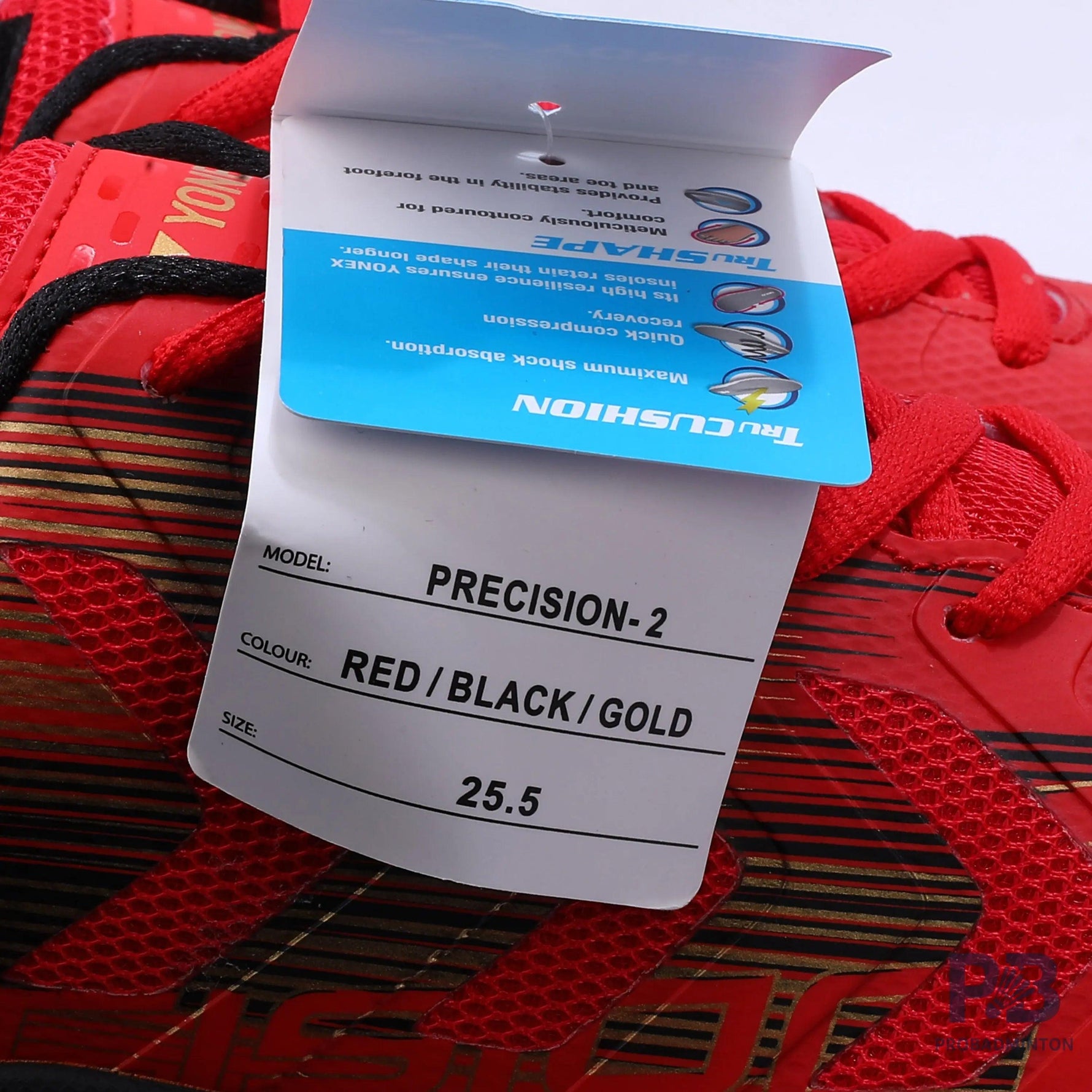 Yonex Precision 2 Badminton Shoes (Red / Black / Gold).