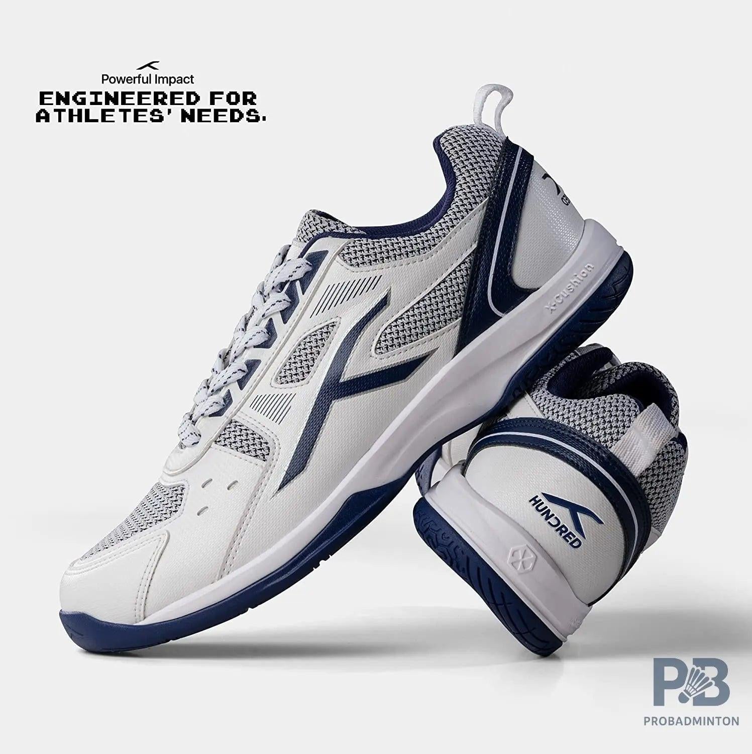 HUNDRED Raze Badminton Shoes (White / Navy).