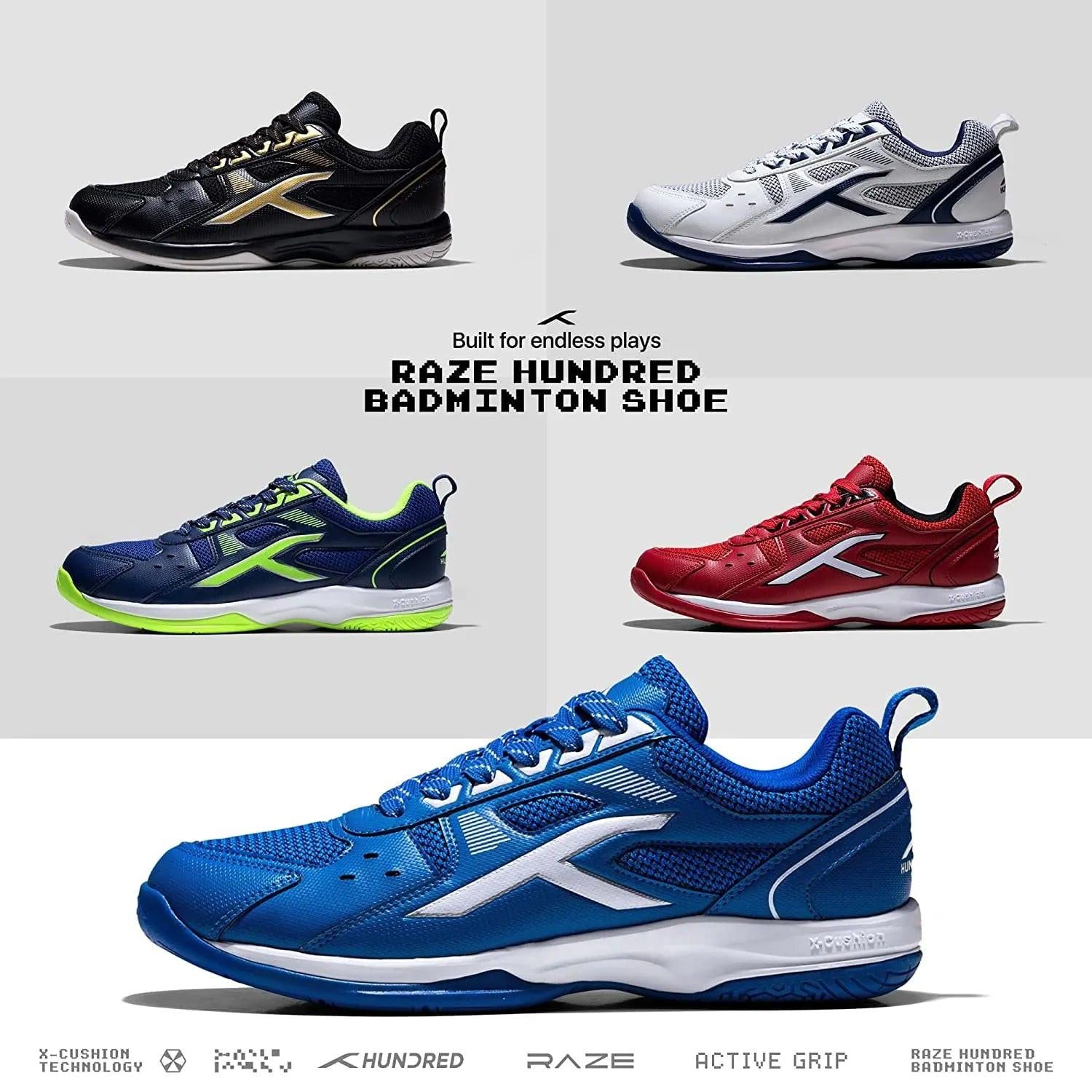 HUNDRED Raze Badminton Shoes (Blue / White).