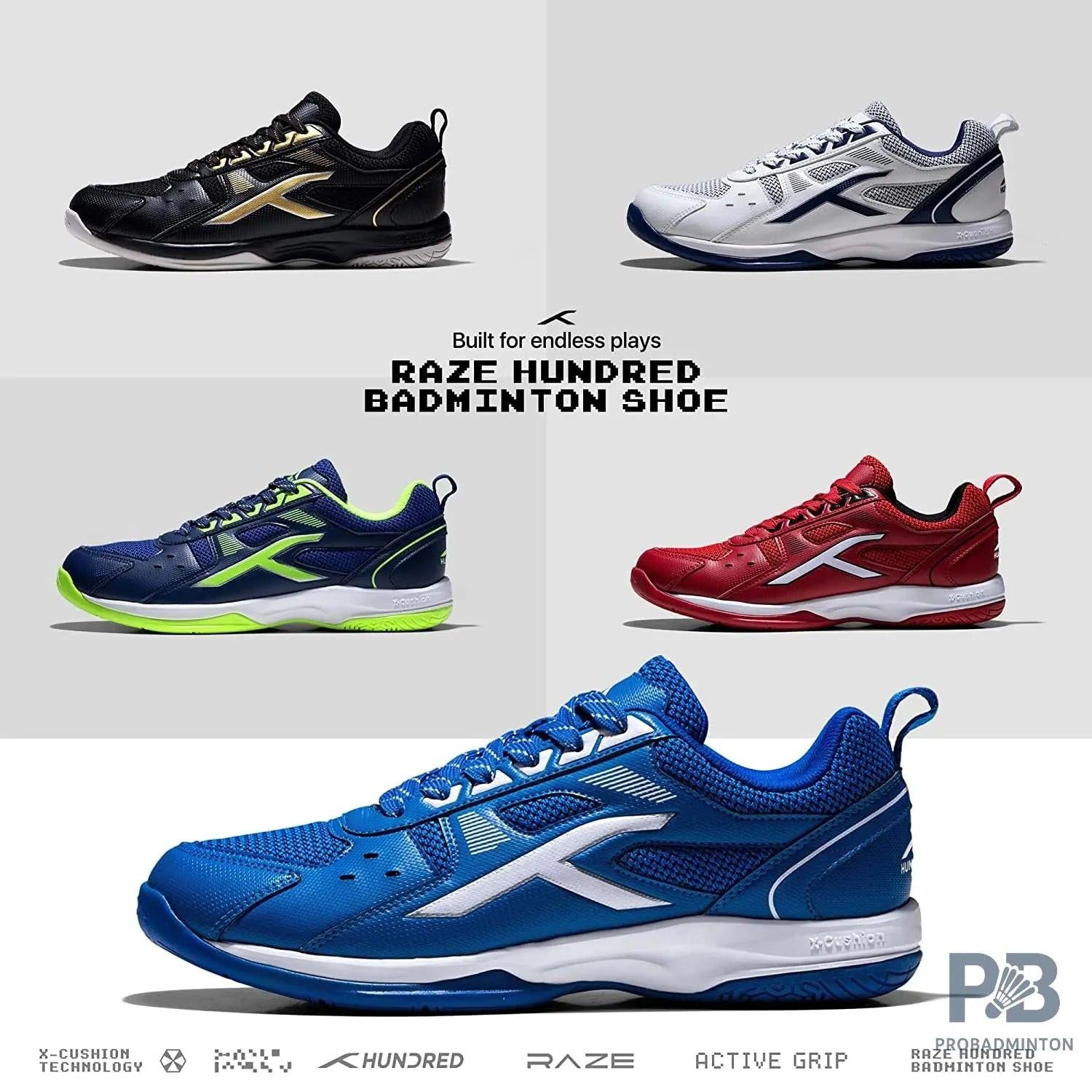 HUNDRED Raze Badminton Shoes (White / Navy).