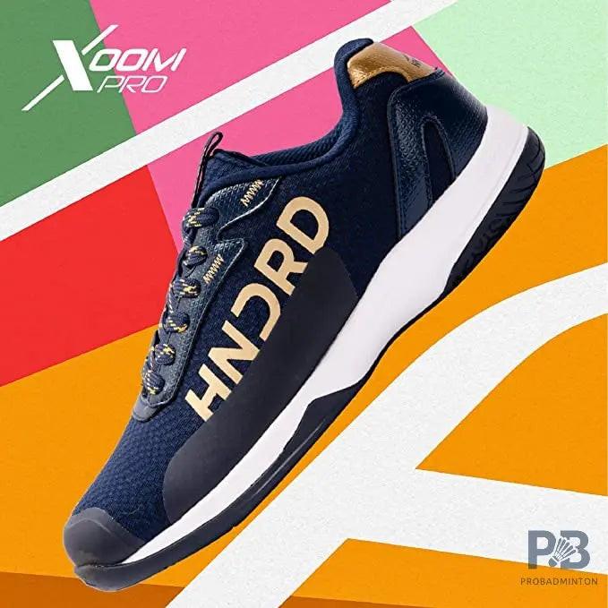 Hundred XOOM Pro Non-Marking Cushion Badminton Shoe (Navy/Gold).