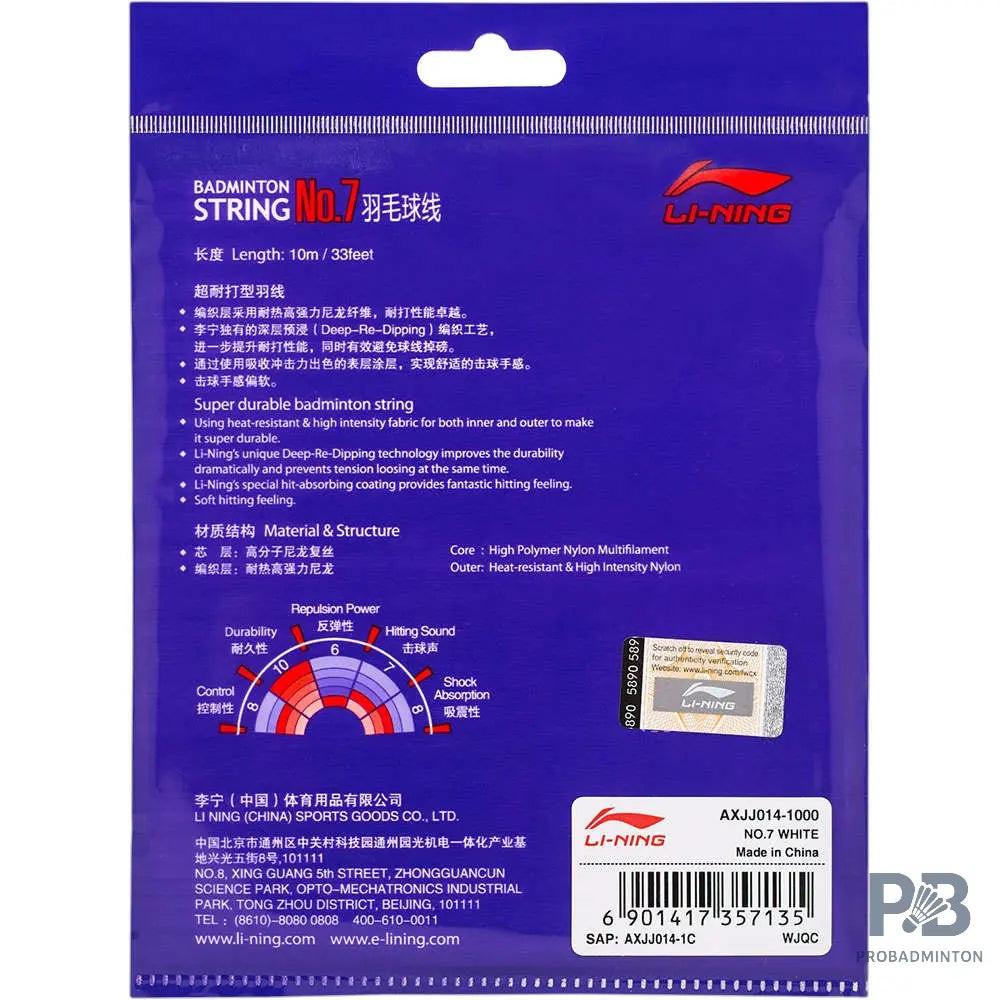 Li-Ning No.7 Badminton String 10M – High Durability & Control (Multiple Colors).