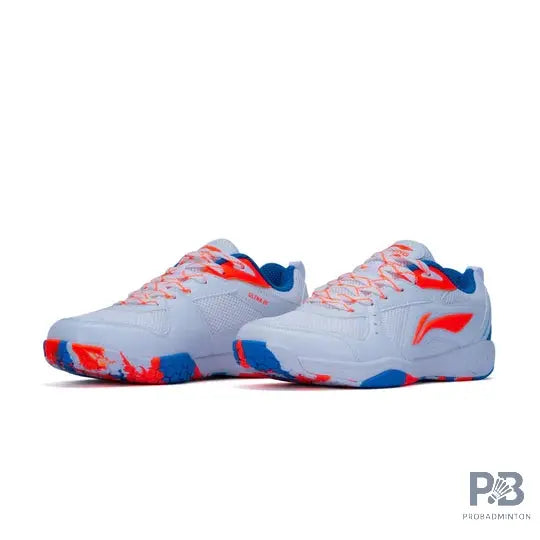 Li-Ning Ultra III Badminton Shoe ( White & Blue & Orange ).
