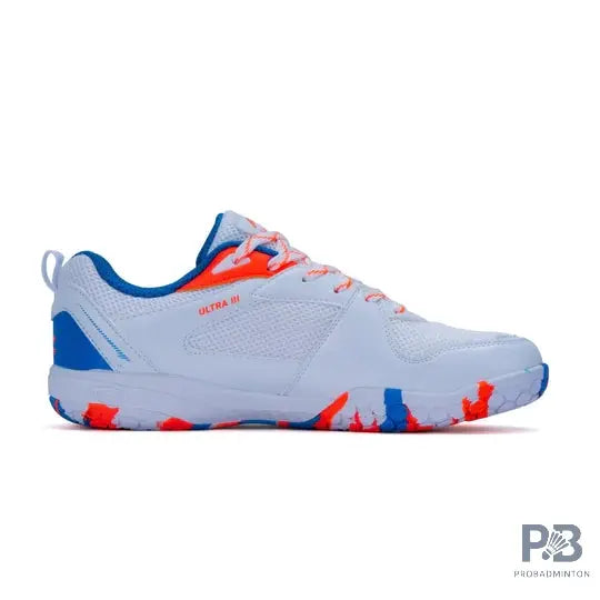 Li-Ning Ultra III Badminton Shoe ( White & Blue & Orange ).