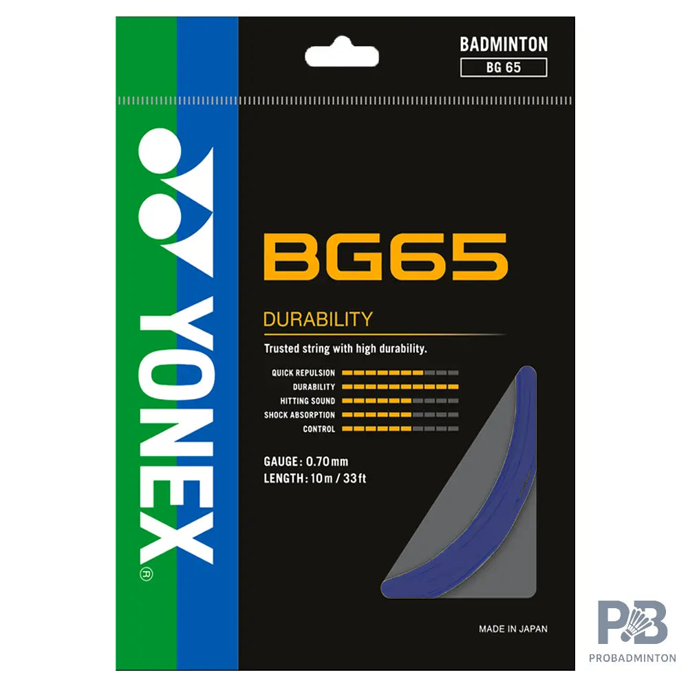 Yonex BG65 Badminton String – All-Round Performance with Durability, 0.70mm (10 m) - BLACK / YELLOW/ ROYAL BLUE/ LAVENDER/ WHITE / VIOLET / ORANGE/ AMBER /.