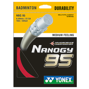 Yonex Nanogy 95 0.69mm Badminton Strings Set (10 m) - Red/ Silver Gray/ Graphite/ Cosmic Gold/ Flash Yellow/ Rouge Pink/ Blue Green